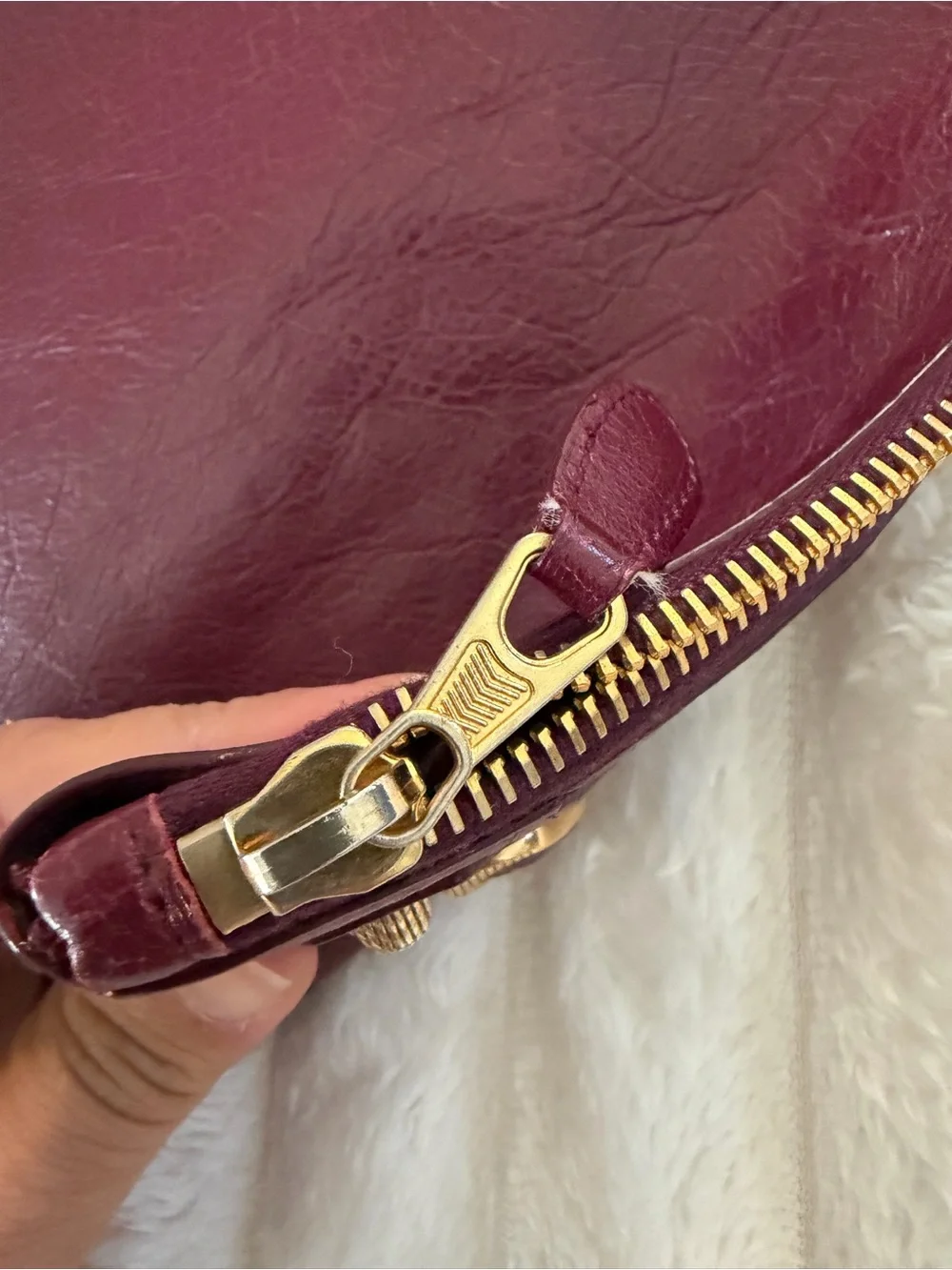 Balenciaga Deep Wine Leather Zip Clutch - Picture 7 of 16